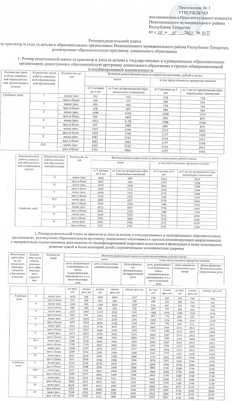 В Нижнекамске утвердили размер платы за детские сады на 2024 год — НТР 24