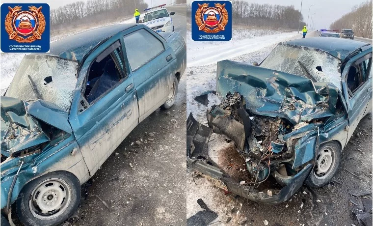 В Нижнекамске при столкновении грузовика и легковушки пострадал водитель