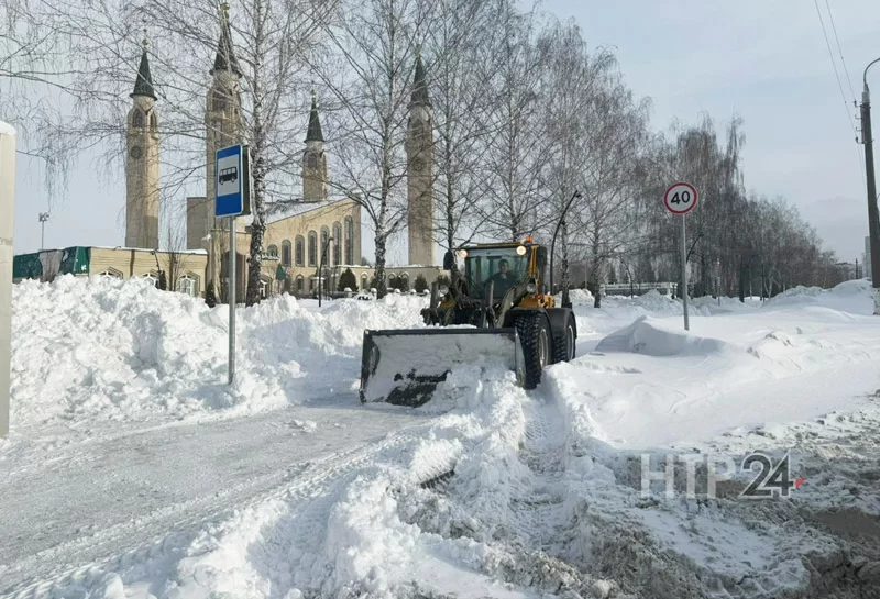 Работники исполкома Нижнекамского муниципального района вышли на уборку снега вместе с главой Рамилем Муллиным