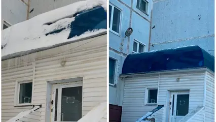 Нижнекамцев просят не ходить под стенами зданий, на крышах которых лежит снег