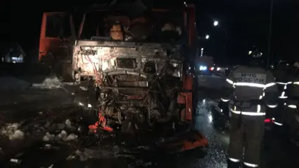 В Татарстане после ДТП на трассе загорелись КамАЗ и иномарка – погиб водитель