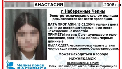 В Челнах 2 недели разыскивают 17-летнюю девочку, может находиться в Нижнекамске