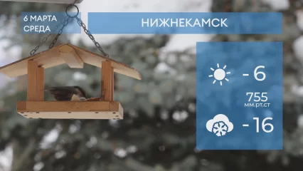 Прогноз погоды в Нижнекамске на 6-е марта 2024 года