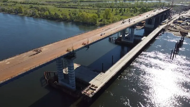 Строящийся мост через Каму в Татарстане готов на 72%