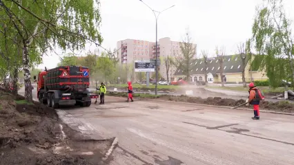 Ремонт дороги на ул. Корабельной в Нижнекамске