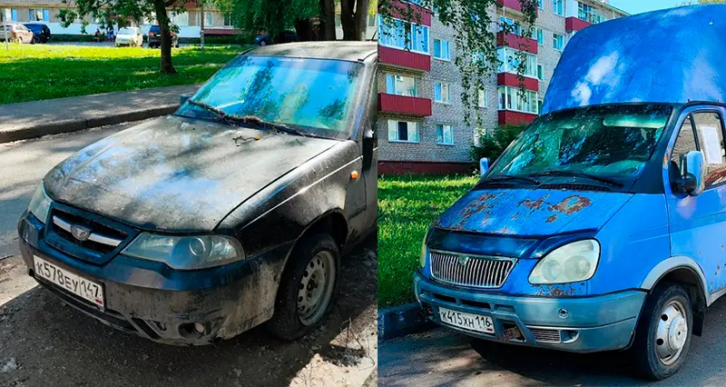 В нижнекамском дворе обнаружили сразу два брошенных авто