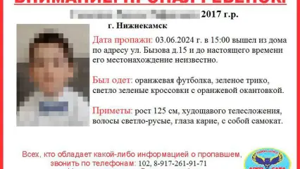 В Нижнекамске пропал 6-летний ребёнок, объявлен сбор на поиски