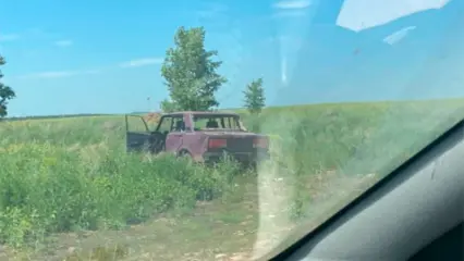 В Нижнекамске нашли еще одно брошенное авто, оно стоит в поле