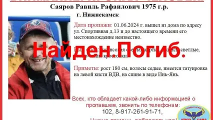 Пропавший на прошлой неделе нижнекамец найден мертвым - НТР 24