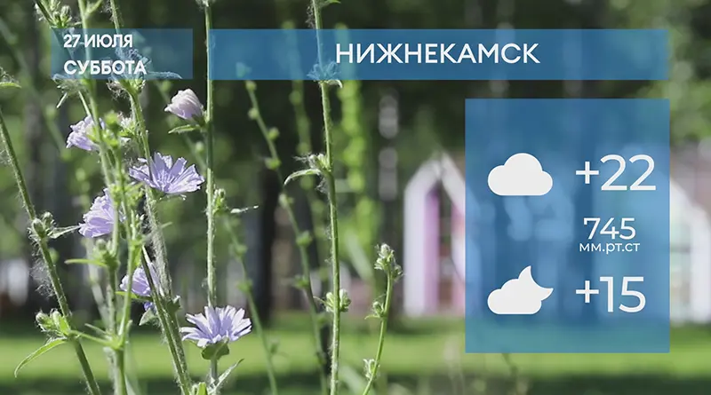 Прогноз погоды в Нижнекамске на 27-е июля 2024 года