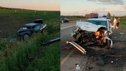 В Татарстане на трассе лоб в лоб столкнулись две иномарки - НТР 24