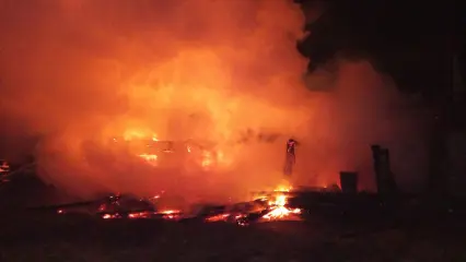 Огонь уничтожил две бани и дровяник в Нижнекамском районе