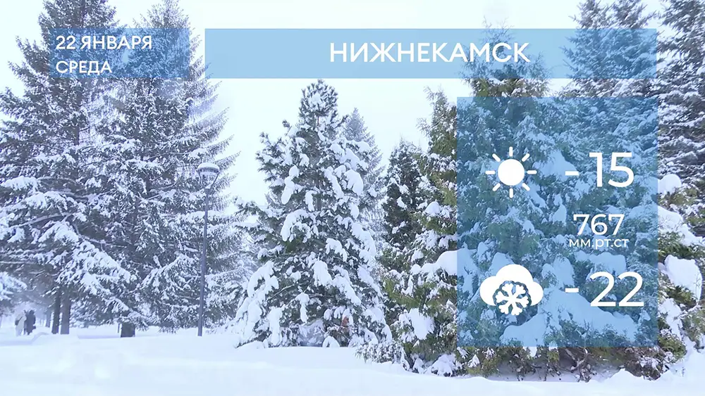 Прогноз погоды в Нижнекамске на 22-е января 2025 года