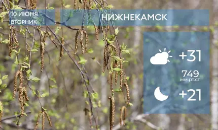 Прогноз погоды в Нижнекамске на 10-е июня 2025 года - НТР 24