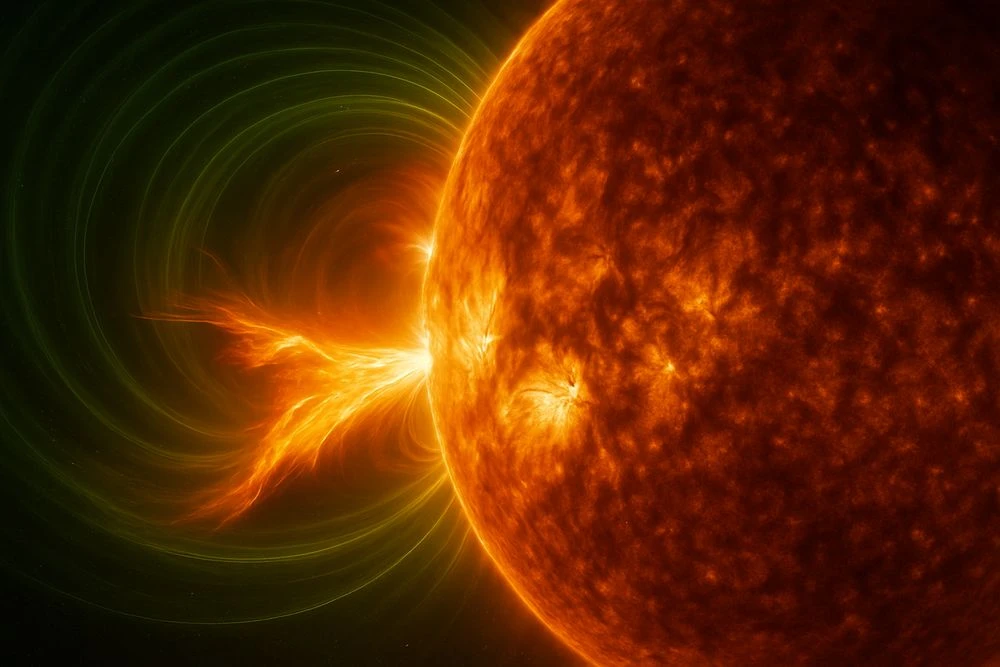 вспышка на Солнце и образование магнитной бури
