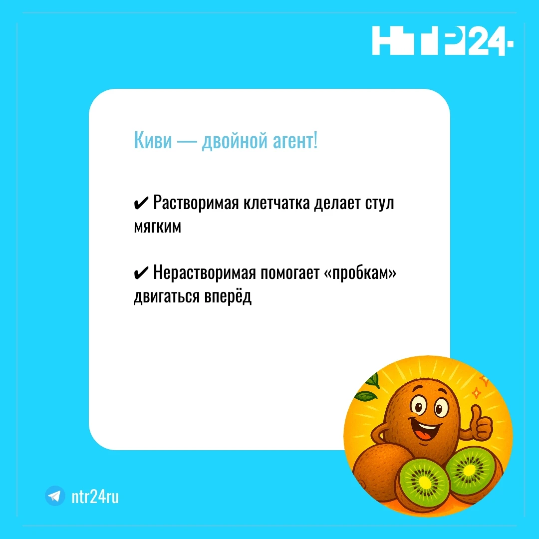 Растворимая клетчатка делает стул мягким. Нерастворимая помогает «пробкам» двигаться вперёд