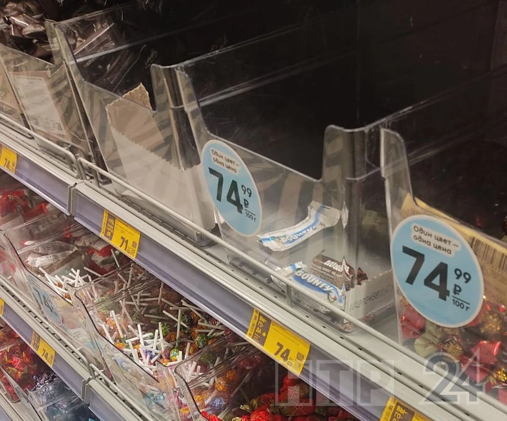 отдел с конфетами в магазине