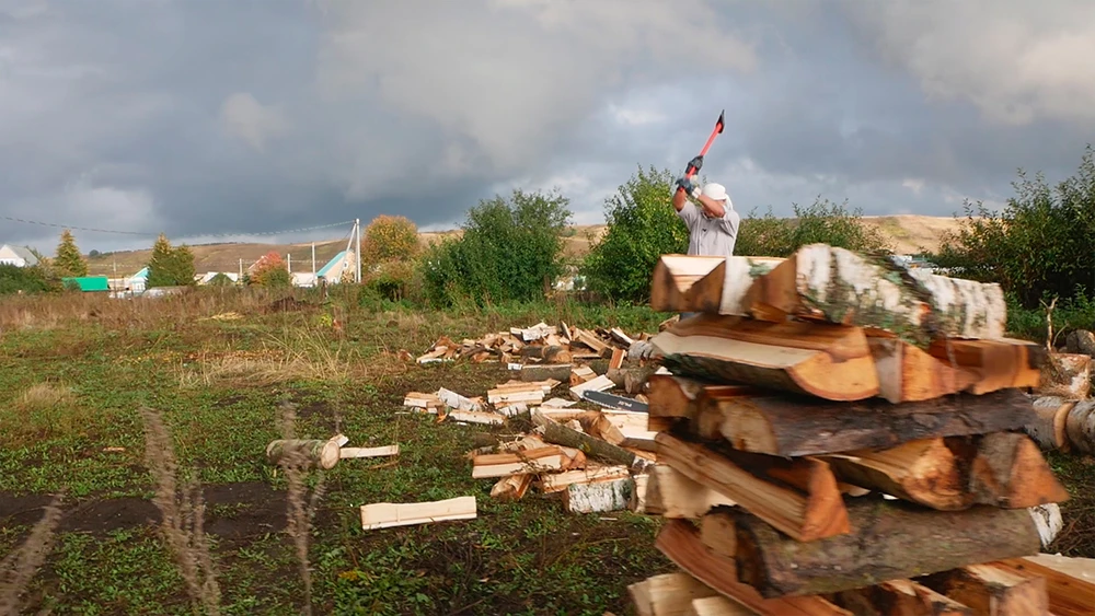 Заготовка дров в деревне