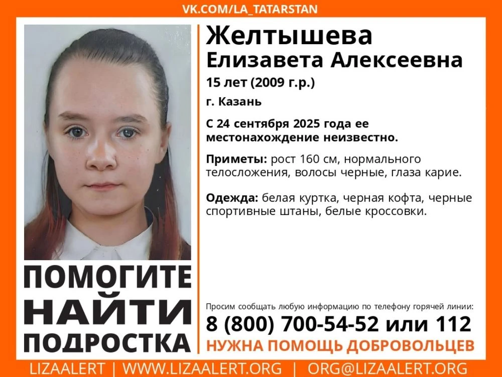 ориентировка на поиск Елизаветы Желтышевой