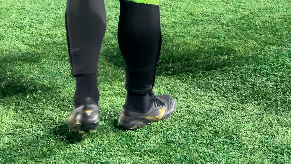 футбольное поле и игрок команды Нефтехимик