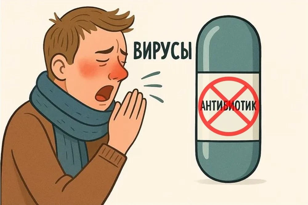 мужчина кашляет на антибиотик
