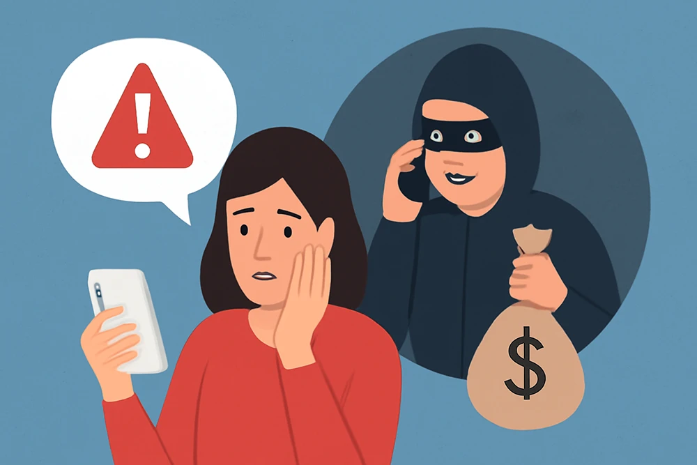 телефонный мошенник и жертва