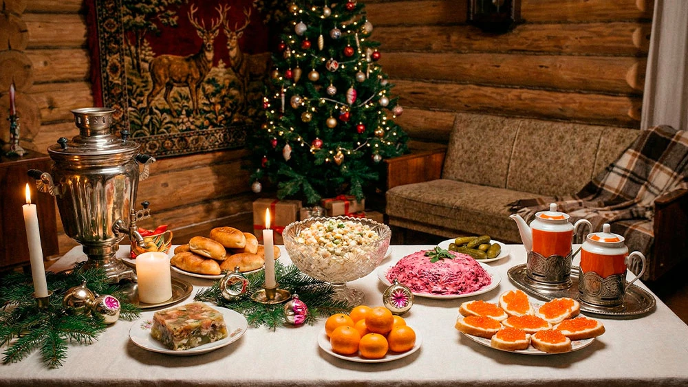 Новогодний стол в российской глубинке
