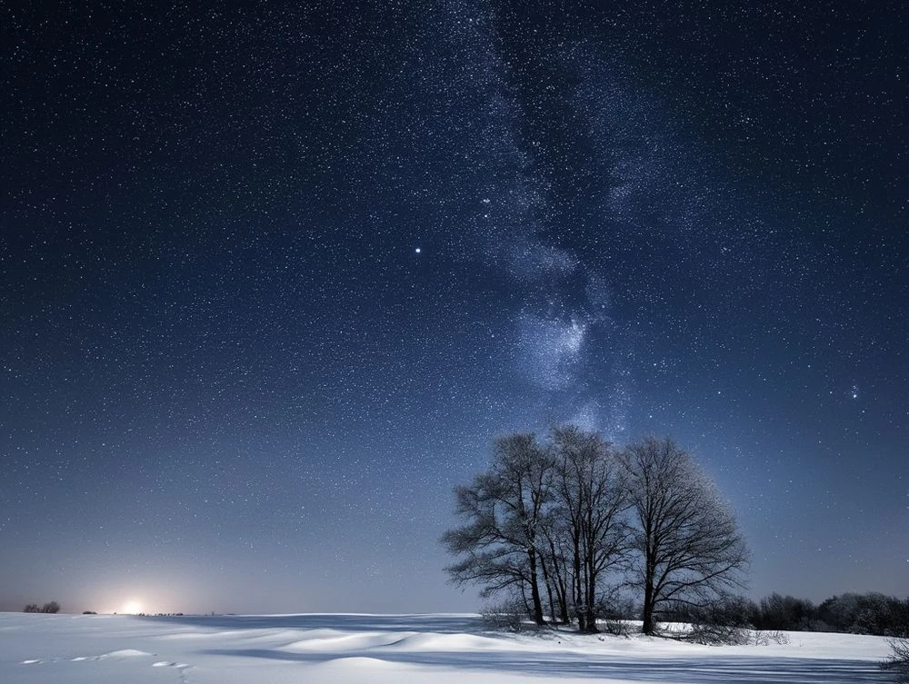 ночное небо зимой звёзды