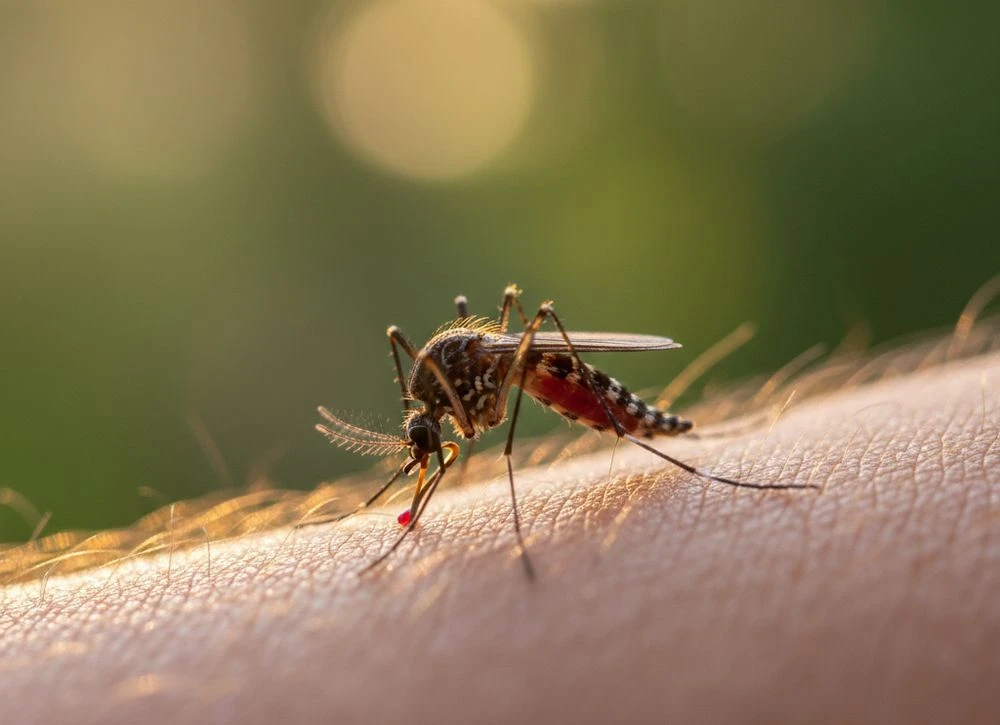 комар кусает человека