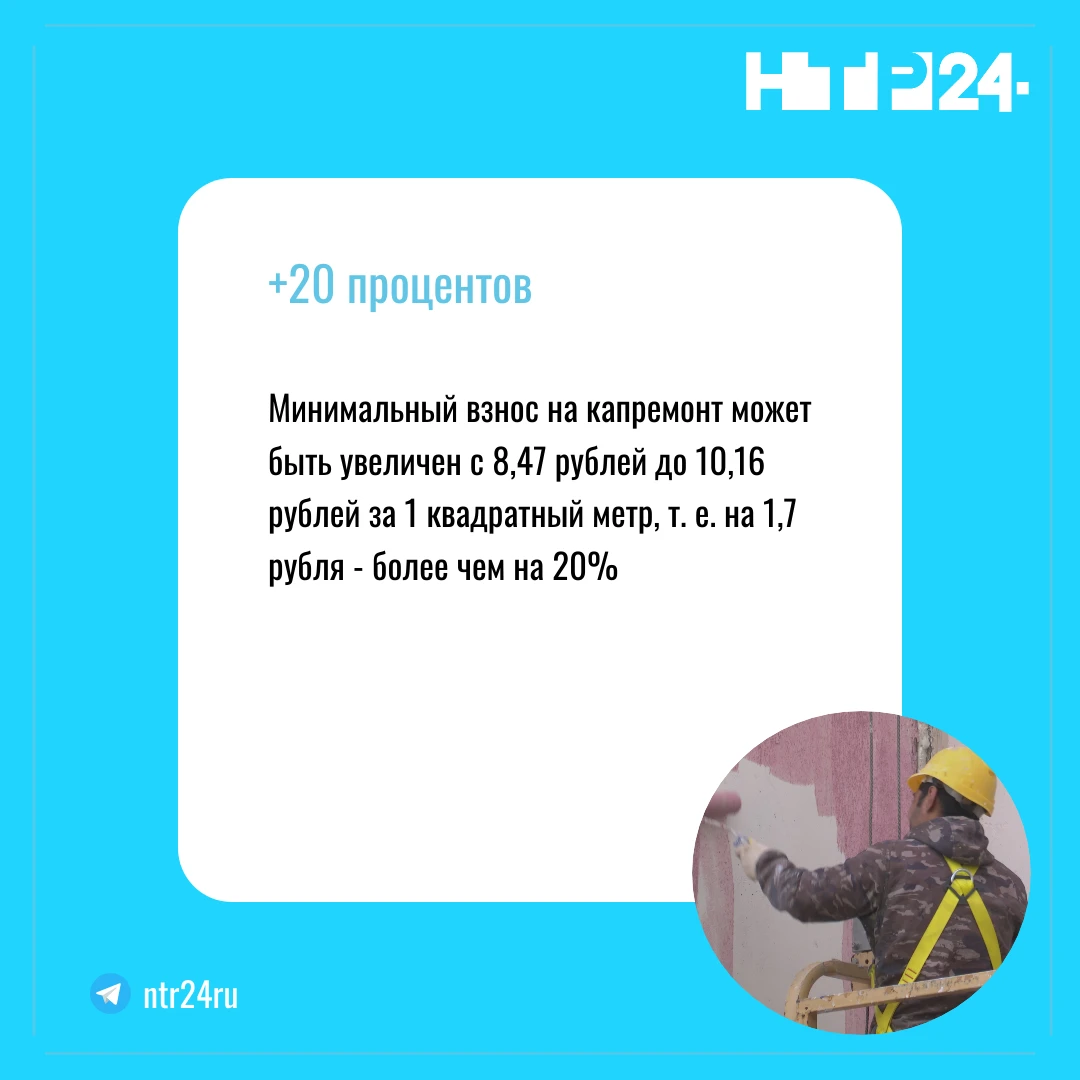 Минимальный взнос на капремонт может быть увеличен с восьми рублей сорока семи копеек до десяти рублей шестнадцати копеек за 1 квадратный метр, то есть на рубль семьдесят - более чем на 20%