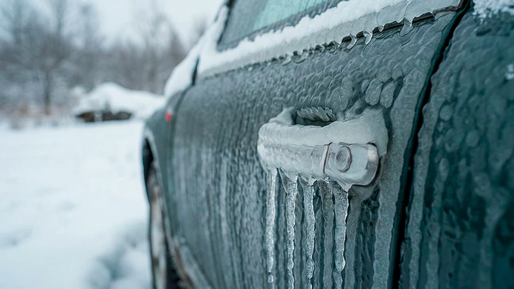 Замёрзшая дверь автомобиля