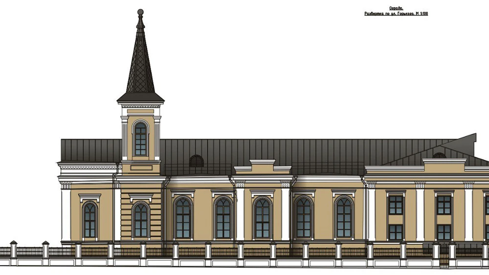 Чертёж здания римско-католического костёла XIX века в Казани