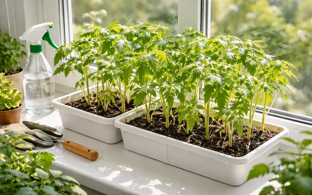 рассада помидоров на подоконнике