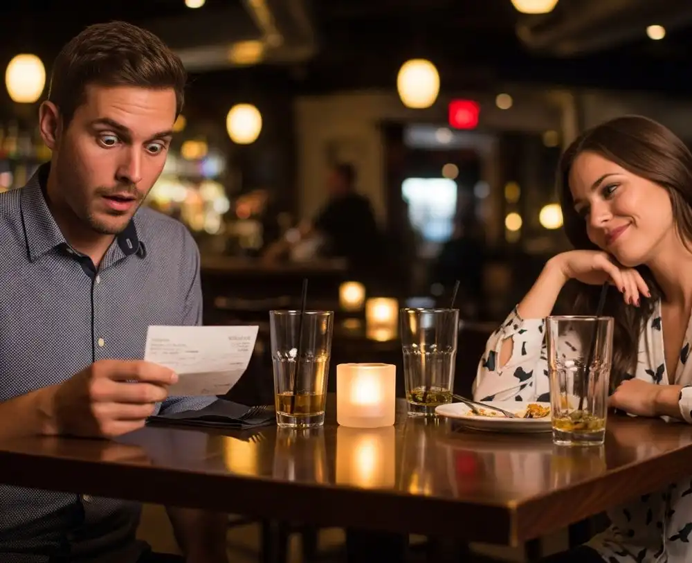 парень и девушка на свидании в баре