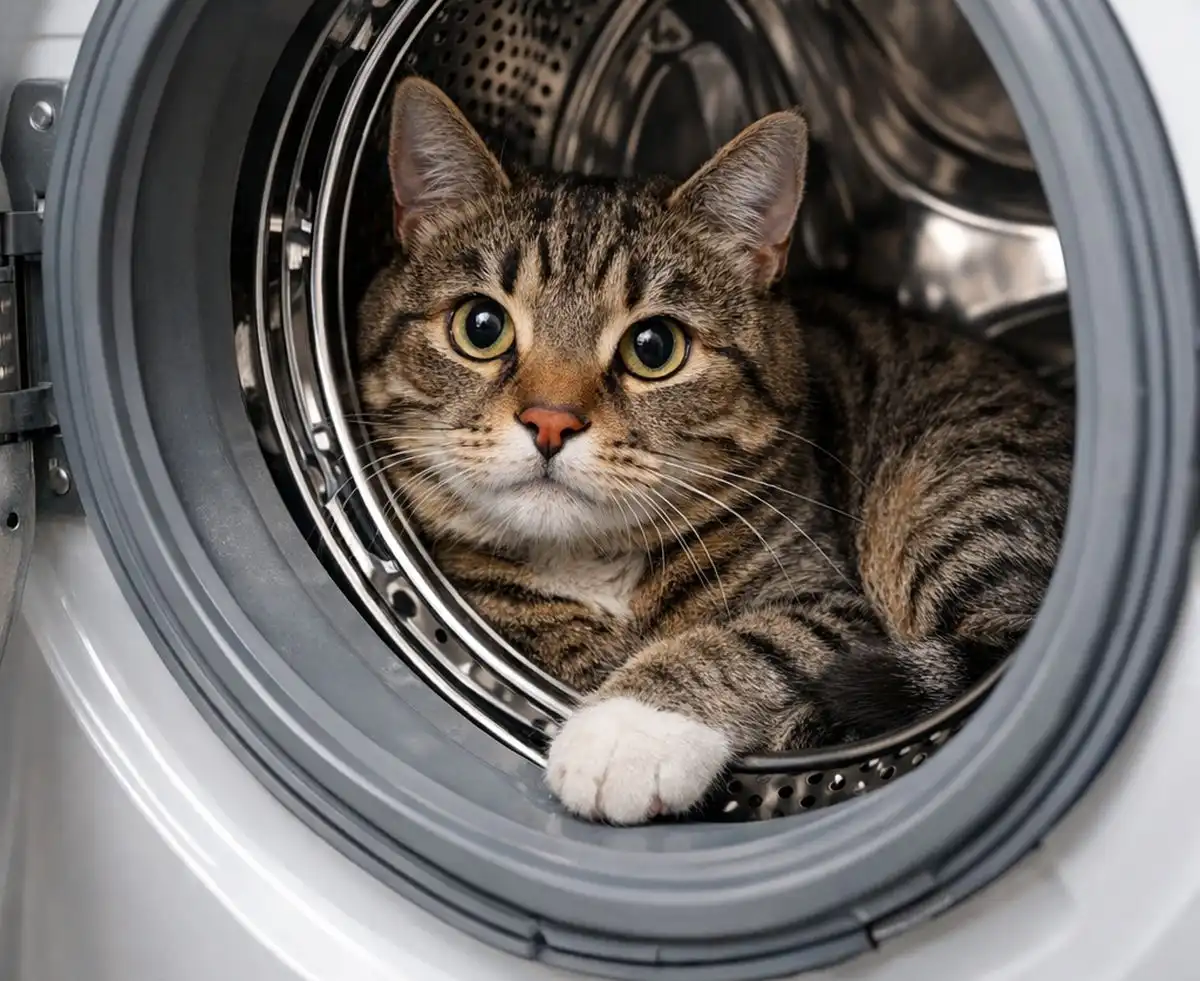 кот в стиральной машине