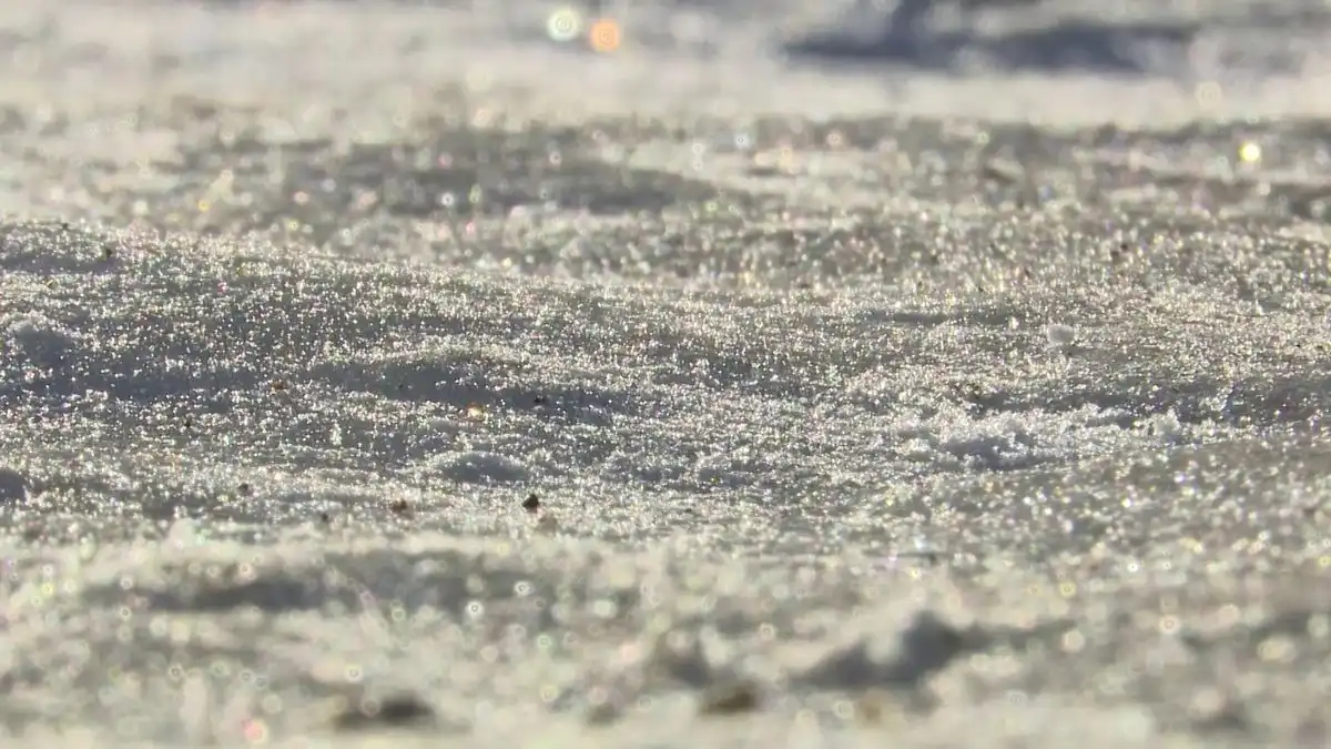 снег сверкает на солнце в морозную погоду