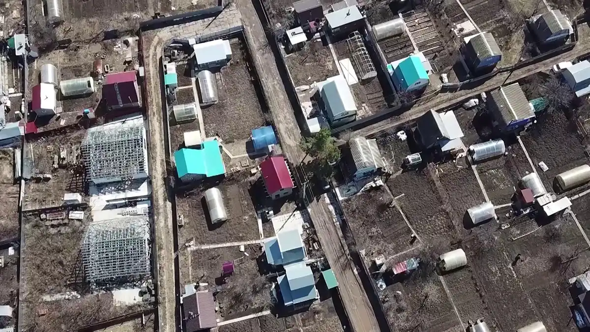 Вид на дачный массив в Татарстане с высоты птичьего полёта