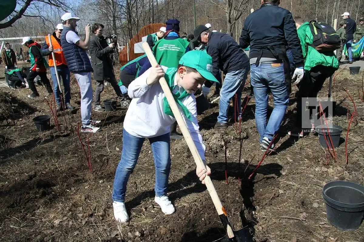 мальчик на субботнике с лопатой
