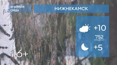 Прогноз погоды в Нижнекамске на 29-е апреля 2026 года - телеканал НТР 24