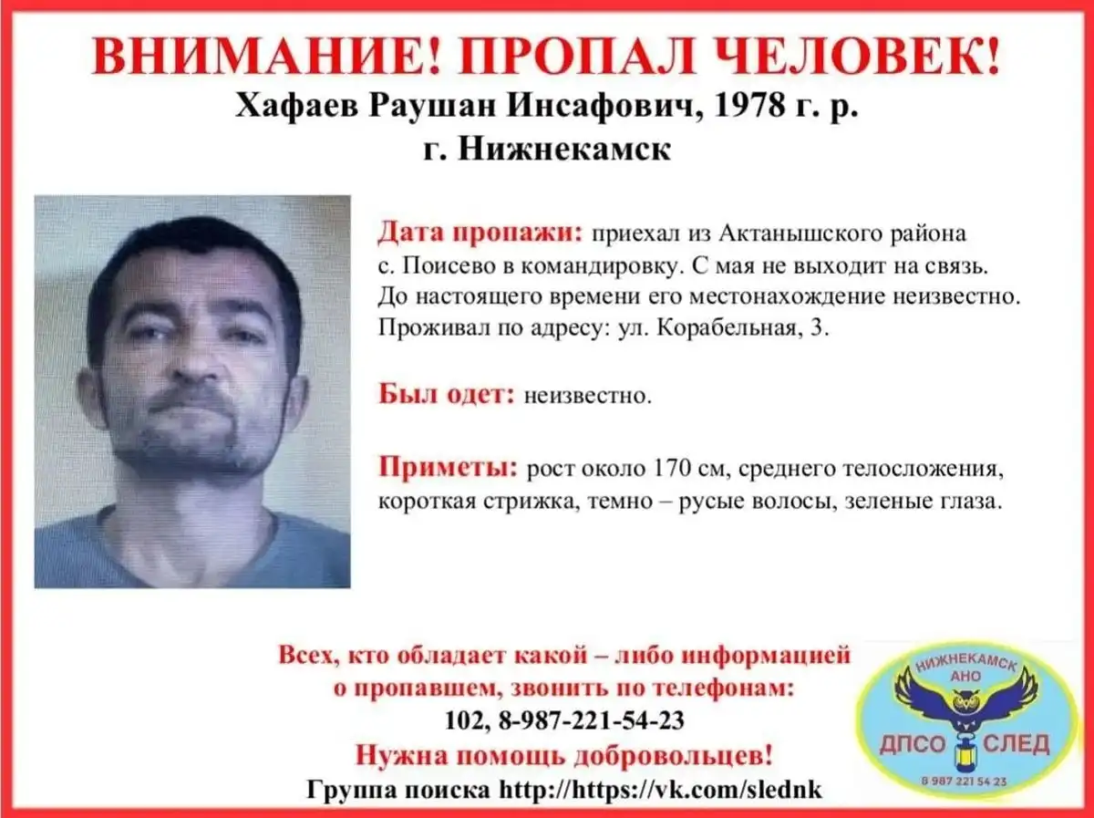 ориентировка на поиск Раушана Хафаева