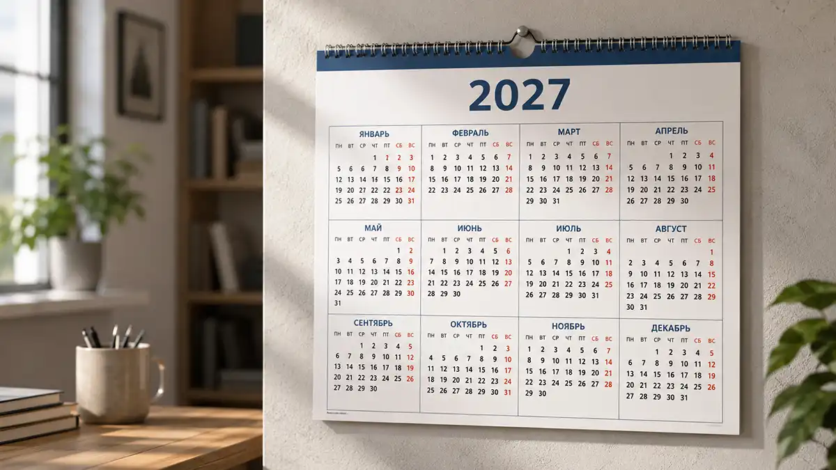 Календарь на 2027 год висит на стене