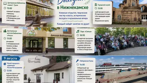 Афиша мероприятий в Нижнекамске на выходные 8 и 9 августа 2026 года
