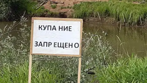 табличка "купание запрещено" у водоёма