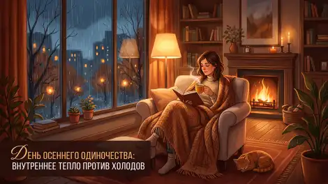 Женщина сидит в кресле, закутавшись в теплый плед