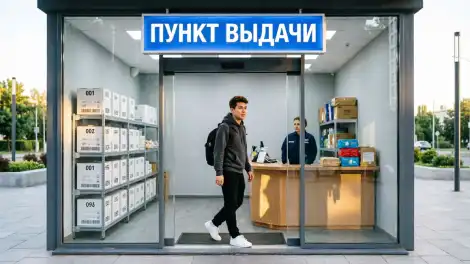 парень в пункте выдачи заказов
