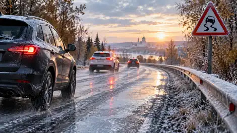 Заморозки на дороге осенью