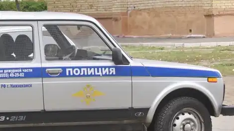 Машина полиции стоит на дороге