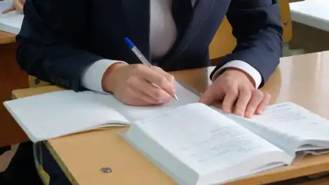 ученик пишет в тетради