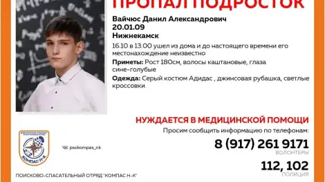 ориентировка на поиск Данила Вайчюса