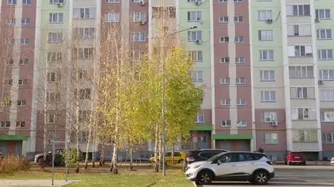 двор осенью в Нижнекамске деревья дома